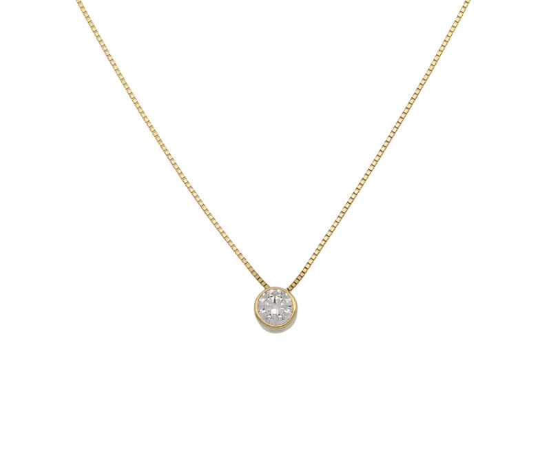 Χρυσό κολιέ Κ14 με λευκή πέτρα swarovski